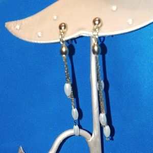 Faux gold and pearl drop dangle earrings